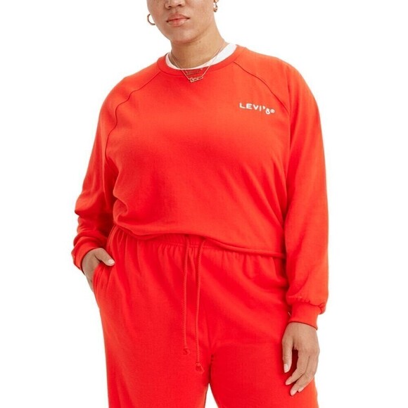Levi's Women's Plus Size Comfy Cozy Sweatshirt & Jogger set Valiant Poppy 4X - Picture 1 of 12
